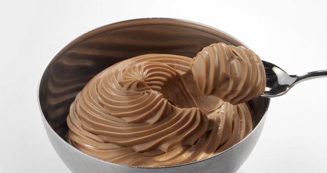 Milk chocolate and nut custard